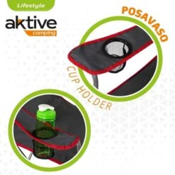 AKTIVE - Chaise Pliante Camping 64,50x49,50x82 Cm, Gris Foncé Et Rouge -Célèbre Camping Magasin aktive chaise pliante camping 6450x4950x82 cm gris fonce et rouge 2