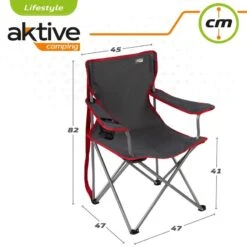 AKTIVE - Chaise Pliante Camping 64,50x49,50x82 Cm, Gris Foncé Et Rouge -Célèbre Camping Magasin aktive chaise pliante camping 6450x4950x82 cm gris fonce et rouge 5