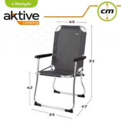 AKTIVE - Chaise Pliante Camping Fixe En Aluminium 54 X 57 X 91 Cm, Gris -Célèbre Camping Magasin aktive chaise pliante camping fixe en aluminium 54 x 57 x 91 cm gris 5