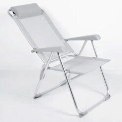 AKTIVE - Chaise Pliante Haute Avec Dossier Haut Réglable 5 Positions, Gris -Célèbre Camping Magasin aktive chaise pliante haute avec dossier haut reglable 5 positions gris 2