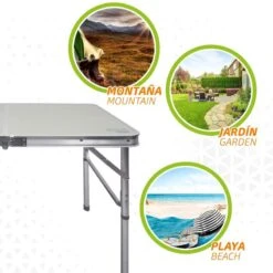 AKTIVE - Table Pliante Avec 2 Tabourets Et Poignée De Transpor, Gris -Célèbre Camping Magasin aktive table pliante avec 2 tabourets et poignee de transpor gris 3