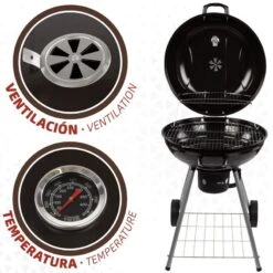 Barbecue Portable Rond Au Charbon De Bois Avec Couvercle Aktive -Célèbre Camping Magasin barbecue portable rond au charbon de bois avec couvercle aktive 2