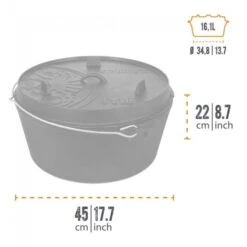 Petromax Dutch Oven FT18-18QT - Sans Pieds -Célèbre Camping Magasin petromax dutch oven ft18 18qt sans pieds 2