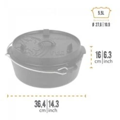 Petromax Dutch Oven FT6-6QT - Sans Pieds -Célèbre Camping Magasin petromax dutch oven ft6 6qt sans pieds 2
