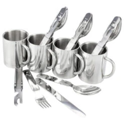 Set De Couverts De Camping & Tasse Thermique Inox | 4 Personnes