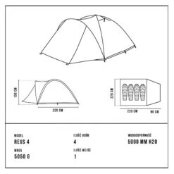 Tente De Camping - Alpinus REUS 4 - 4 Places -Célèbre Camping Magasin tente de camping alpinus reus 4 4 places 2