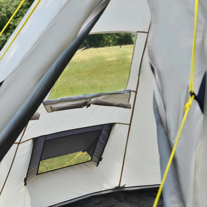 Tente De Camping Tipii - 6 Personnes - Hauteur 2,50m - Moustiquaire - Beige/Gris 2 Tente De Camping Tipii - 6 Personnes - Hauteur 2,50m - Moustiquaire - Beige/Gris – Image 2