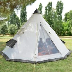Tente De Camping Tipii - 6 Personnes - Hauteur 2,50m - Moustiquaire - Beige/Gris 13 Tente De Camping Tipii - 6 Personnes - Hauteur 2,50m - Moustiquaire - Beige/Gris -Célèbre Camping Magasin tente de camping tipii 6 personnes hauteur 250m moustiquaire beigegris 6