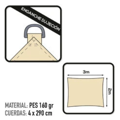 Voile D'ombrage Rectangulaire Aktive Garden Couleur Crème -Célèbre Camping Magasin voile dombrage rectangulaire aktive garden couleur creme 2